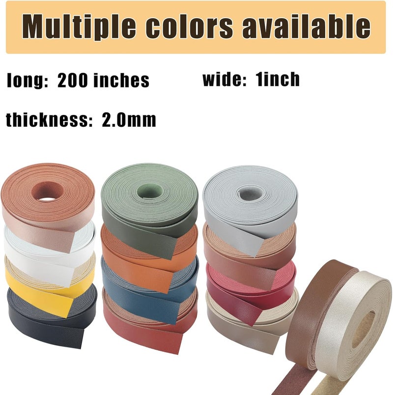 CDY Soft Faux Leather Strap: 1 Inch Wide 200 Inches Long Leather Strip 2mm for DIY Craft Projects Thick Very Suitable for Traction Ropes Bag Straps (Rice White) - Image 4